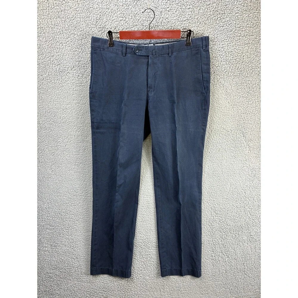 Ermenegildo Zegna Slim Fit Chino Pants Mens 34 Navy Cotton Luxury Trousers